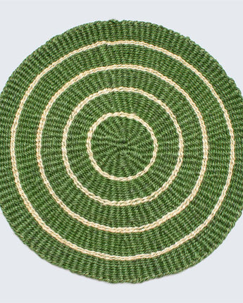 Handwoven Sisal Circle Table mat/Placemat 'Green and Natural'-Placemat-AARVEN