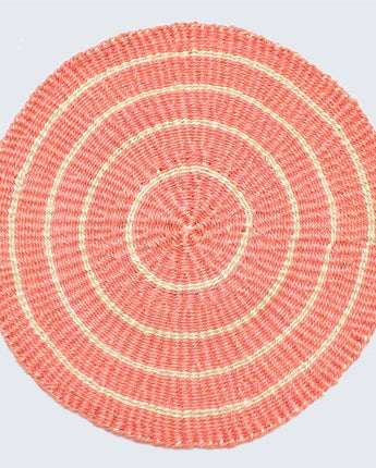 Handwoven Sisal Circle Table mat/Placemat 'Pink and Natural'-Placemat-AARVEN