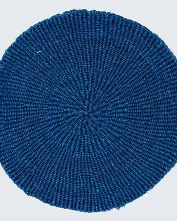 Handwoven Sisal Circle Table Mat/Placemat 'Royal Blue'-Placemat-AARVEN