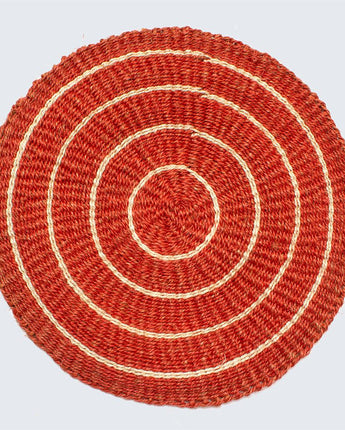 Handwoven Sisal Circle Table mat/Placemat 'Terracotta and Natural'-Placemat-AARVEN