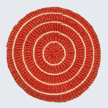 Handwoven Sisal Circle Table mat/Placemat 'Terracotta and Natural'-Placemat-AARVEN