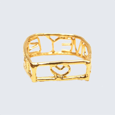 Honey Bee Brass Lace Band Ring-Ring-AARVEN