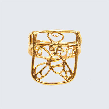 Honey Bee Brass Lace Ring-Ring-AARVEN