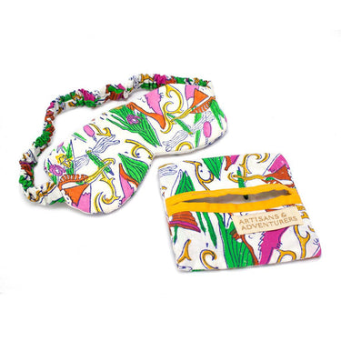 Indian Block Printed Cotton Eye Mask 'Kingfisher'-Eye Mask-AARVEN