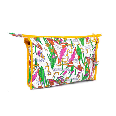 Indian Block Printed Large Pouch 'Kingfisher'-Pouch-AARVEN