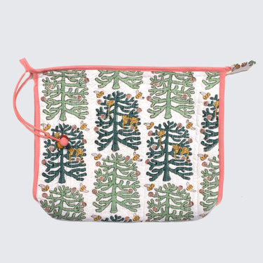 Indian Block Printed Large Pouch 'Monkey Puzzle'-Pouch-AARVEN
