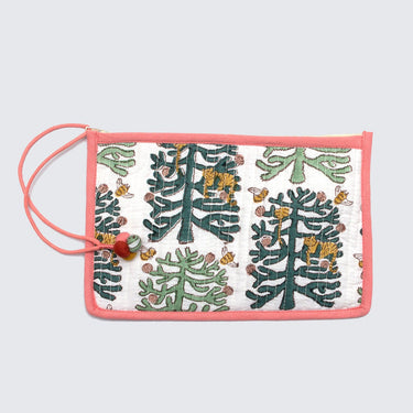 Indian Block Printed Medium Pouch 'Monkey Puzzle'-Pouch-AARVEN