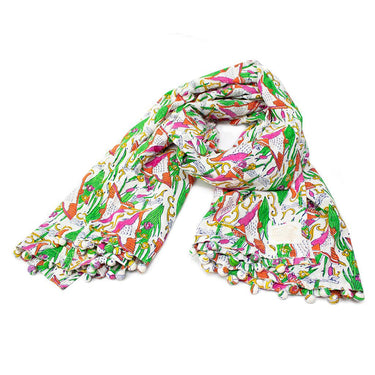 Indian Block Printed Scarf / Wrap 'Kingfisher'-Scarf-AARVEN