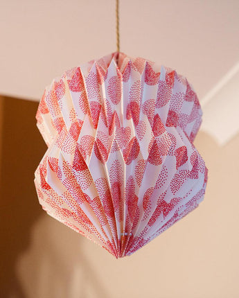 Indian Hand-folded Paper Diablo Lightshade 'Red Dots'-Paper Light Shade-AARVEN