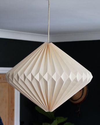 Indian Hand-folded Paper Diamond Lightshade 'Natural Calico'-Paper Light Shade-AARVEN