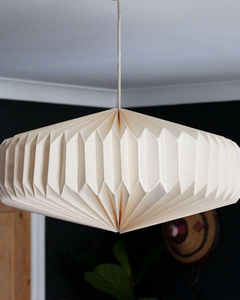 Indian Hand-folded Paper Saucer Lightshade 'Natural Calico'-Paper Light Shade-AARVEN