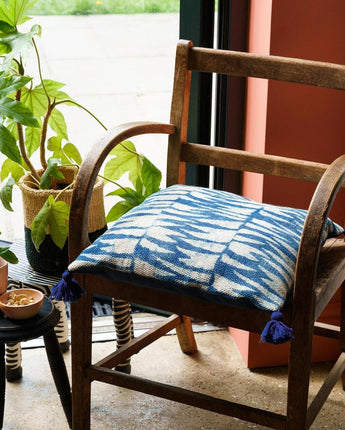 Indian Indigo Block Printed 65cm x 65cm Cushion Covers 'Tiger Stripes'-Cushion Cover-AARVEN