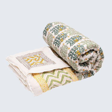 Indian Kantha Single Sized Quilt 'Monkey Puzzle'-Bedding-AARVEN