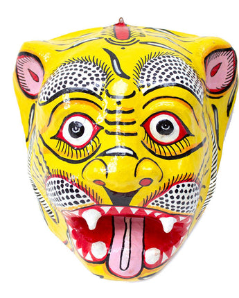 Indian Paper Maché Tiger Mask 'Yellow'-Mask-AARVEN