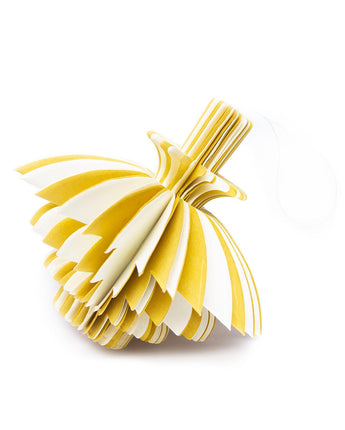 Indian Recycled Paper Decoration 'Medium Yellow & White Bauble'-Decoration-AARVEN