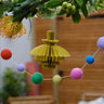 Indian Recycled Paper Decoration 'Medium Yellow & White Bauble'-Decoration-AARVEN