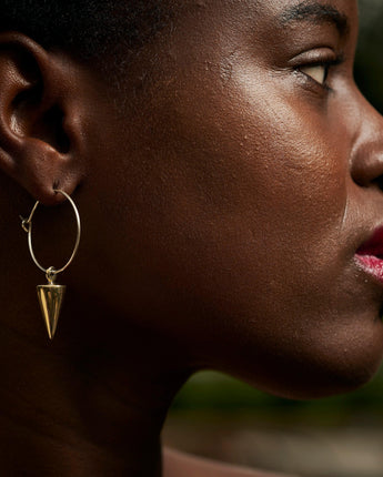 Kenyan Signature Spike Small Charm Hoop Earrings-Hoop Earrings-AARVEN