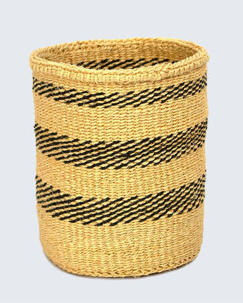 Kenyan Sisal Basket 'Black Pattern' No.236-Storage Basket-AARVEN