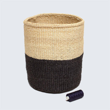 Kenyan Sisal Basket 'Charcoal and Natural' Set-Storage Basket-AARVEN