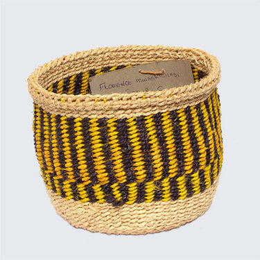 Kenyan Sisal Basket 'Florence Bumble Bee' No.101-Storage Basket-AARVEN