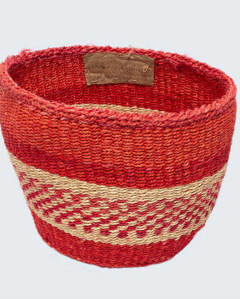 Kenyan Sisal Basket 'Grace Red' No.66-Storage Basket-AARVEN