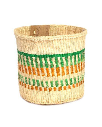 Kenyan Sisal Basket 'Green Denice' No.264-Storage Basket-AARVEN
