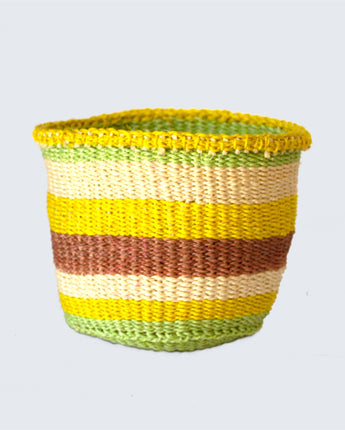 Kenyan Sisal Basket 'Lemon and Lime' No.121-Storage Basket-AARVEN