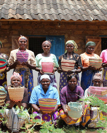 Kenyan Sisal Basket 'Sand and Natural' Set of Three-Storage Basket-AARVEN