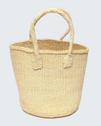 Kenyan Sisal Round Basket/Bag with Handles 'Natural' No.55-Shopping Basket-AARVEN