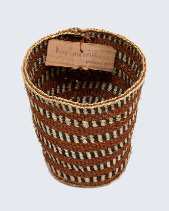 Kenyan Sisal Traditional Basket 'Mini Sand Check'-Storage Basket-AARVEN