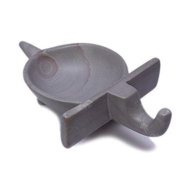 Kenyan Soapstone Elephant Dish 'Smokey Grey'-Bowl-AARVEN