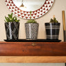 Kenyan Soapstone Hand Carved Plant Pot 'Circular Stripes'-Plant Pot-AARVEN