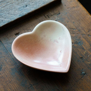 Kenyan Soapstone Heart Dish 'Marbled Pink'-Bowl-AARVEN