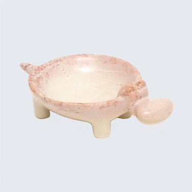 Kenyan Soapstone Hippo Dish 'Marbled Pink'-Bowl-AARVEN