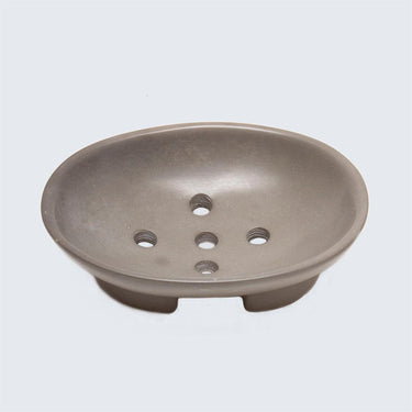 Kenyan Soapstone Oval Soap Dish 'Smokey Grey'-Soap Dish-AARVEN