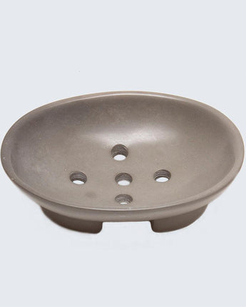 Kenyan Soapstone Oval Soap Dish 'Smokey Grey'-Soap Dish-AARVEN