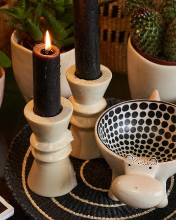 Kenyan Soapstone Tealight Candle Holder 'Natural'-Candle Holder-AARVEN