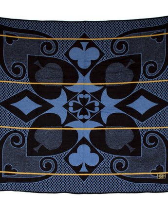 Large Khotso Traditional Basotho Blanket 'Black & Blue Cards'-Blanket-AARVEN
