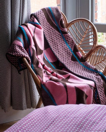 Large Khotso Traditional Basotho Blanket 'Pink & Brown Cards'-Blanket-AARVEN