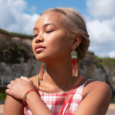 Ocean Collection Coral Beaded Earrings-Earrings-AARVEN