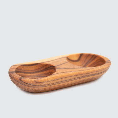 Olive Wood Double Salt & Pepper Pot / Egg Cup-Bowl-AARVEN