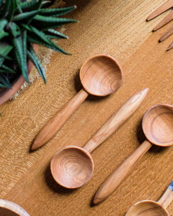 Olive Wood Long Handled Coffee Spoon-Spoon-AARVEN