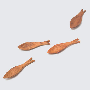 Olive Wood Small Fish-Shaped Spoon-Spoon-AARVEN