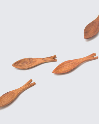 Olive Wood Small Fish-Shaped Spoon-Spoon-AARVEN