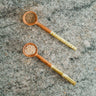 Olive Wood Sugar Spoon With Green Batik Handle-Spoon-AARVEN