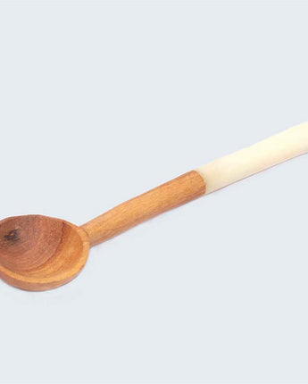 Olive Wood Sugar Spoon With White Handle-Spoon-AARVEN
