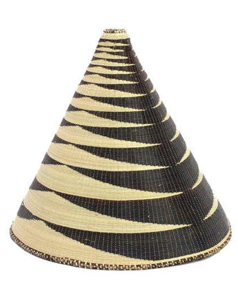 Rwandan Hand Woven Bell Lightshade 'Small Tiger Stripes'-Woven Light Shade-AARVEN