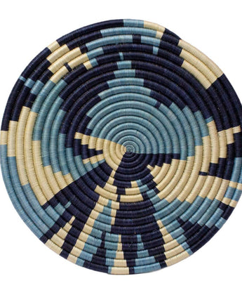 Rwandan Woven Table Placemat 'Blue Camo Leaf'-Placemat-AARVEN