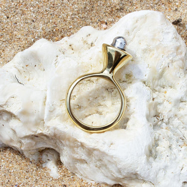 Signature Pearl Closed Brass & Aluminium Ring-Ring-AARVEN