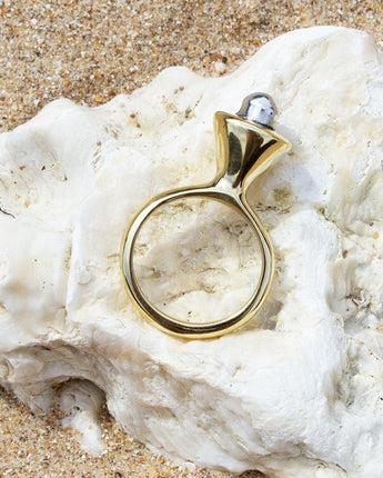 Signature Pearl Closed Brass & Aluminium Ring-Ring-AARVEN